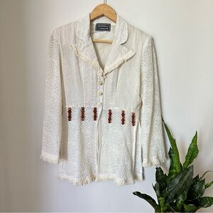 Vintage 80s boho crochet  jacket